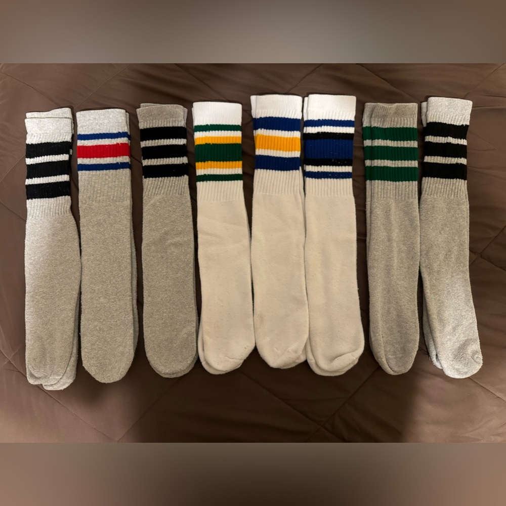 8 pairs Skater Socks Tube Socks 22” Pre Owned